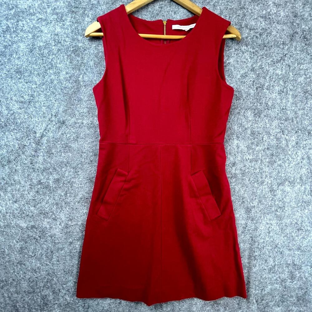 Diane von Furstenberg Capreena‎ Mini Dress Women Small Red Knit Pleated Classy
